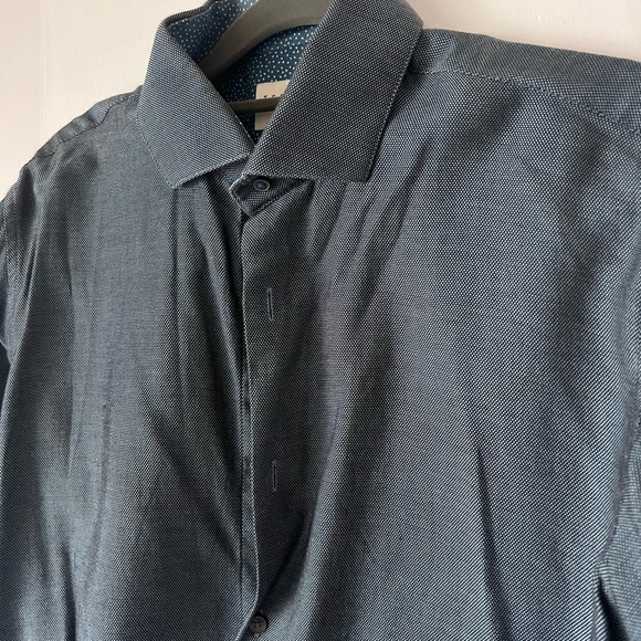 Ted Baker Dark Blue Lightweight Button Down 100% cotton dress shirt NWOT - Picture 5 of 7